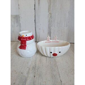 Xmas salt pepper shaker snowman reindeer‎ butter dish set accessory